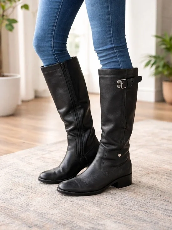 Women’s Blackstone Goodyear Welt Black Leather Boots Size 10M - Picture 1 of 9